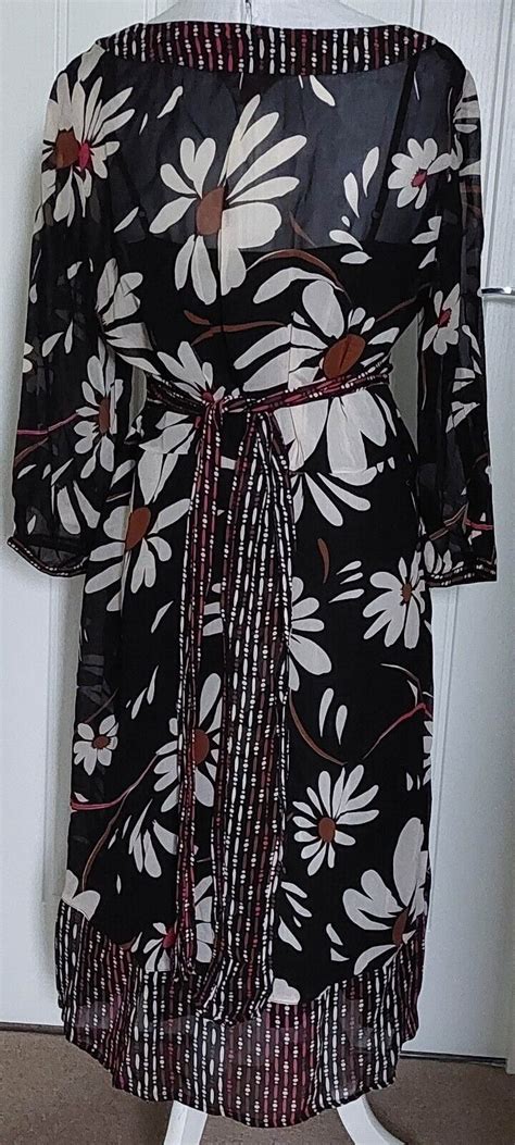 Monsoon Floral Print Dress With Separate Slip Size 14 Ebay