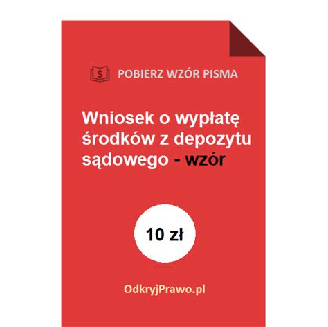 Wniosek O Wyp At Rodk W Z Depozytu S Dowego Wz R Pobierz