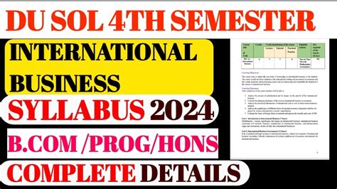 Sol Th Sem Syllabus International Business B Hons Prog Th Sem