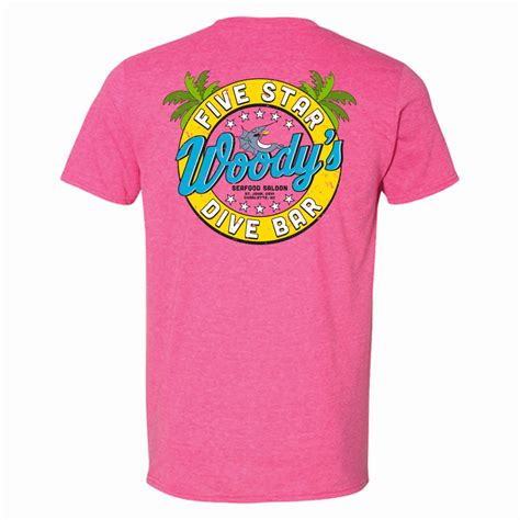 Five Star Dive Bar Tee Heather Heliconia Woodys Seafood Saloon