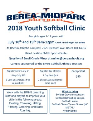 Fillable Online Berea Midpark Girls Th Grade Softball Fax Email Print