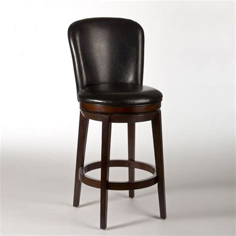 Bowery Hill 26 Contemporary Wood Faux Leather Swivel Counter Stool In