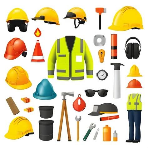 Premium Vector Workplace Safety Vector Set White Background Isolated