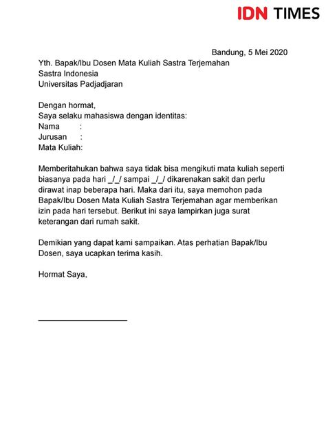 Contoh Surat Izin Sakit Kerja Sekolah Dan Kuliah