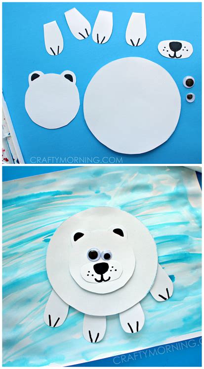 Paper Polar Bear on Ice Craft for Kids - Crafty Morning