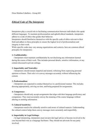 Ethical Cod Of The Interpreter ECOTI Pdf