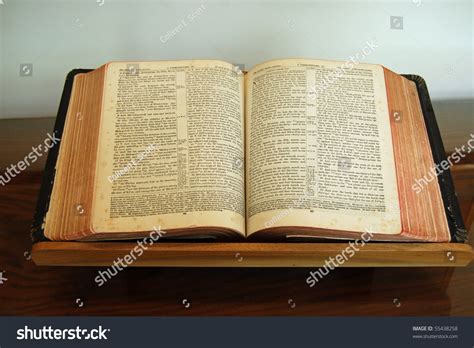 Bible Lying Open On Stand Stock Photo Shutterstock