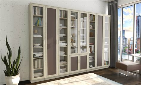 Купить книжные шкафы со стеклянными дверцами в Москве