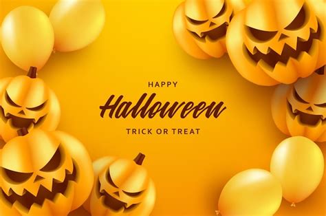 Premium Vector Halloween Background With Creepy Smiling Pumpkin