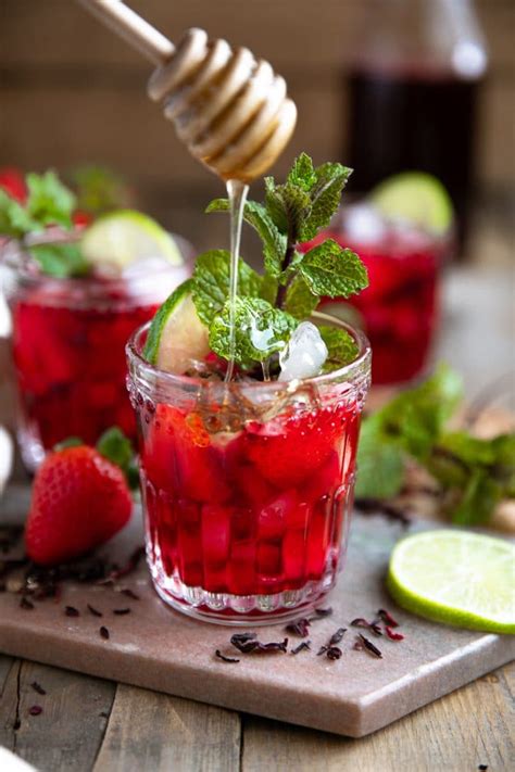 Strawberry Honey Hibiscus Iced Tea The Forked Spoon