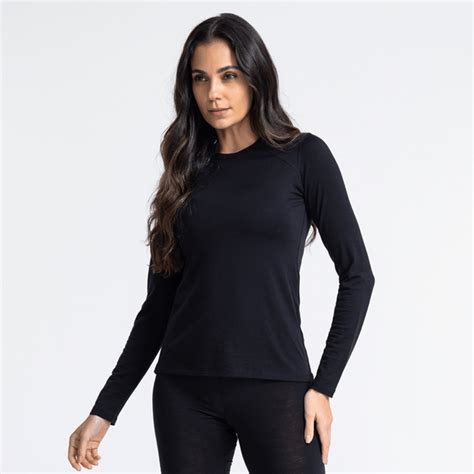 Blusa Segunda Pele Térmica Essential Merino Crew Feminina Pretasolo