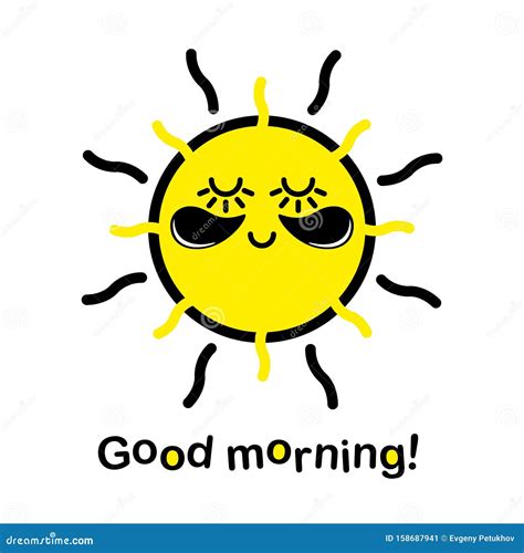 Cartoon Sun With Eye Patches Inscription Good Morning Stock Illustration Illustration Of