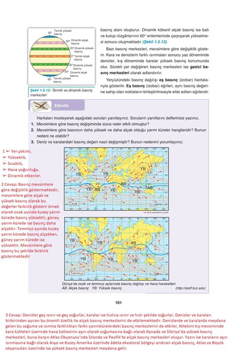 9 Sınıf Coğrafya Gün Yayınları Sayfa 101 Cevapları