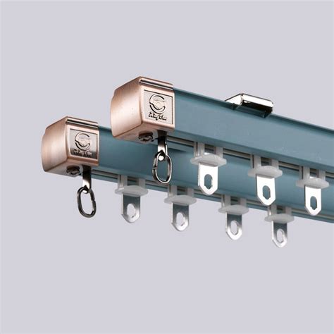 Mocha Blue Aluminium Alloy Single Curtain Track With Track Wheels