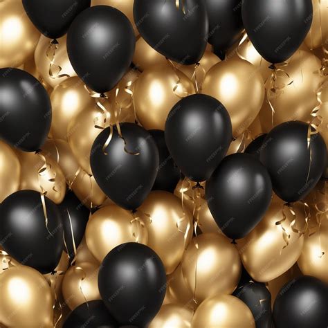 Premium Photo Happy Birthday Background With Golden And Black Balloon