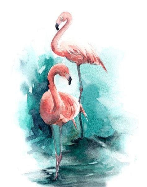 Pink, peach-pink flamingo by Elena Doniy on Etsy | Flamingo art print ...