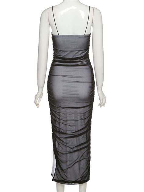 Wholesale Sexy Ruched Split Hem Sleeveless Midi Dress Vpo012004ba Wholesale7