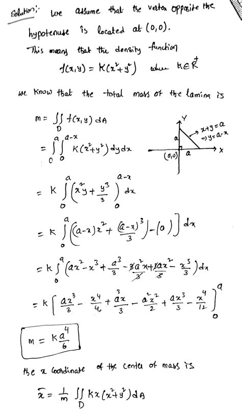 Solved Find The Center Of Mass Of A Lamina In The Shape Of An