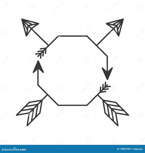 与八角形物形状和箭头的剪影 向量例证 插画 包括有 八角形物 方向 来回 装饰品 纹章 权威 79887298