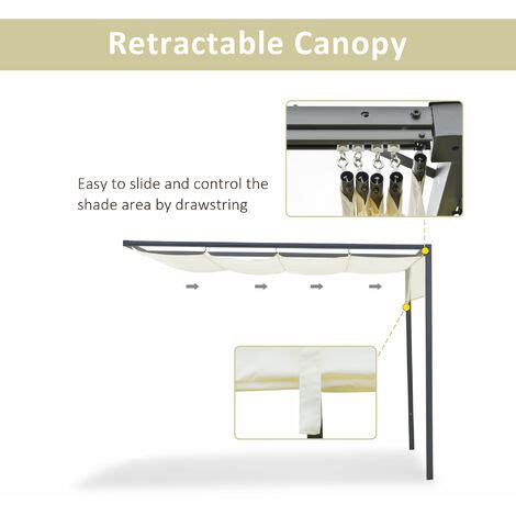 Outsunny 3 X 3 M Outdoor Pergola Retractable Canopy Wall Mounted