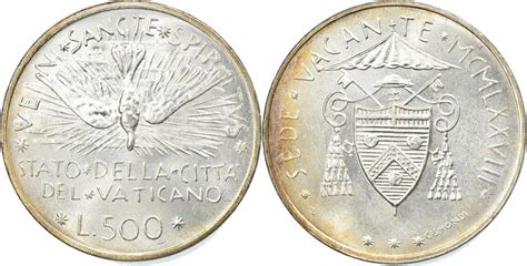 VATICAN CITY 500 Lire 1978 Roma Coin Sede Vacante Roma Silver MS 65