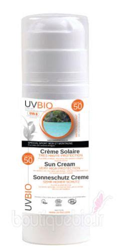 UVbio Crème solaire indice 50 très haute protection 125 ml Boutique bio