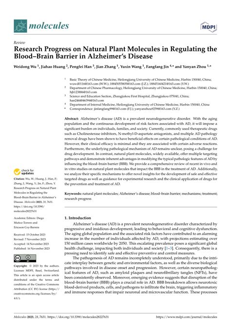 Pdf Research Progress On Natural Plant Molecules In Regulating The