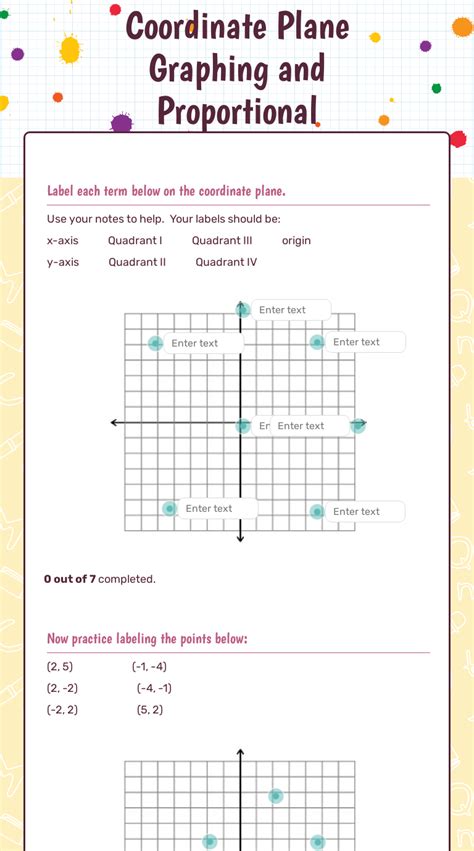 Coordinate Plane Graphing And Proportional Relationships Interactive Worksheet By Allison