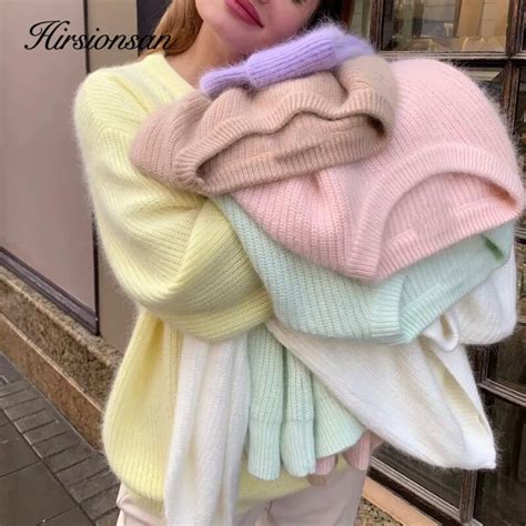 Hirsionsan Weiche Lose Gestrickte Kaschmir Pullover Frauen Neue