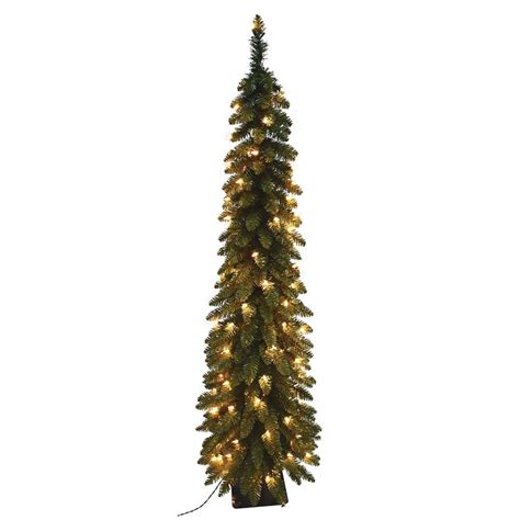 Santa S Workshop 7 Ft Pre Lit Pencil Slim Artificial Christmas Tree