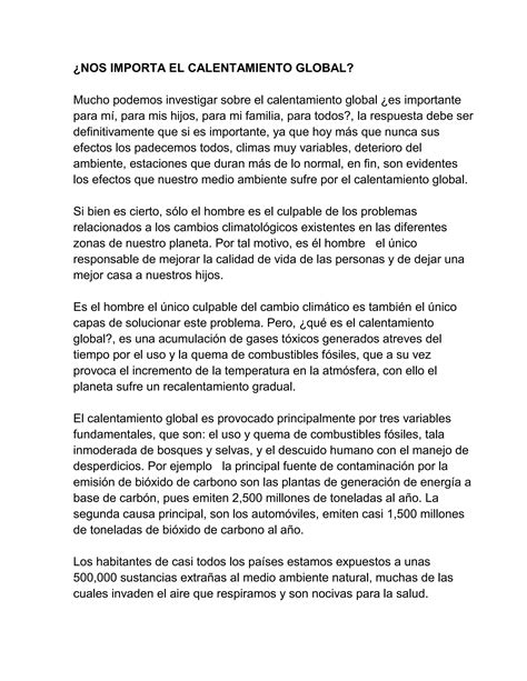 Ensayo Calentamiento Global Pdf Descarga Gratuita