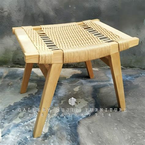 Jual Stool Anyaman Lom Stool Anyaman Lom Kayu Jati Stool Rotan Shopee