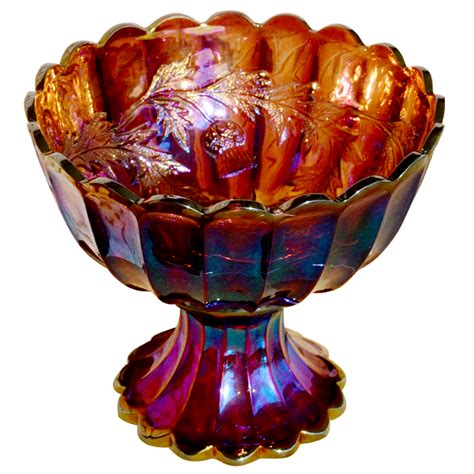 Millersburg Big Thistle Amethyst Punch Bowl Straight Up Carnival Glass Showcase