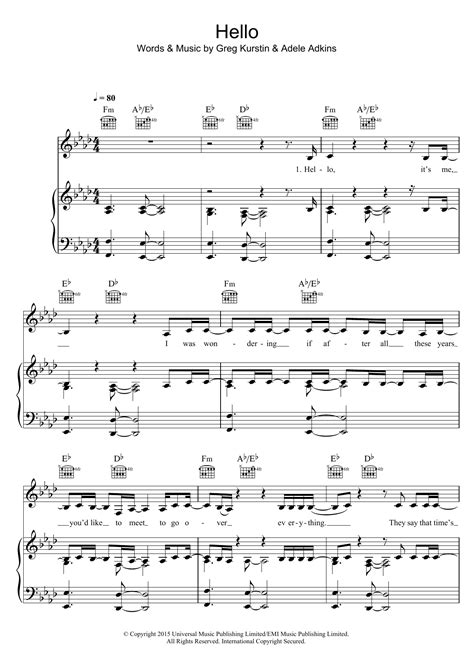 Adele Hello Sheet Music For Easy Piano Download Pdf 162059