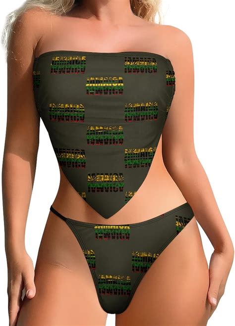 Adugen Origei Bikini Jamaica Flag Bathing Suit Womens