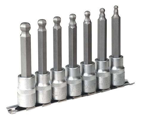 Sealey Ak Hex Ball End Socket Bit Set Piece Drive Metric From