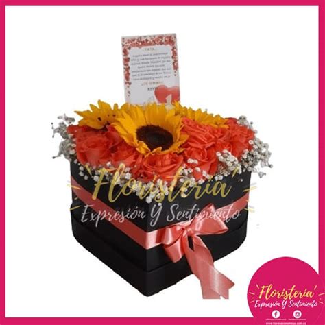 Caja De Coraz N Girasoles Y Rosas Florister A Expresi N