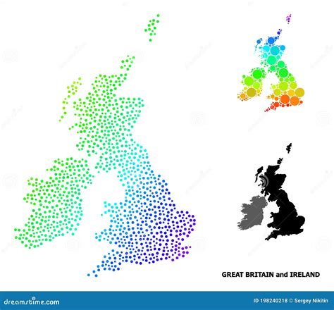 Vector Spectrum Pixel Map Of Great Britain And Ireland Stock Vector