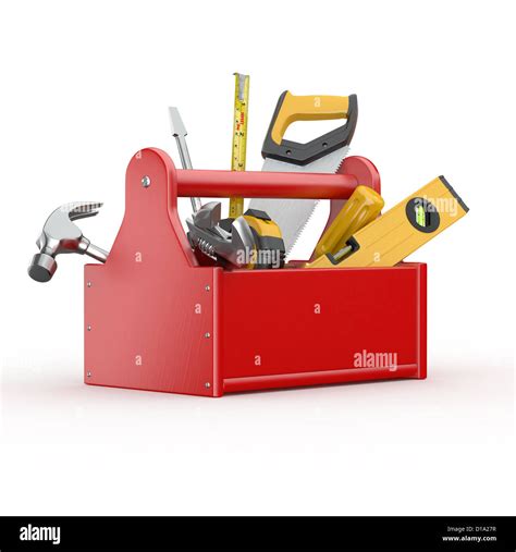 Toolbox With Tools Skrewdriver Hammer Handsaw And Wrench 3d Stock