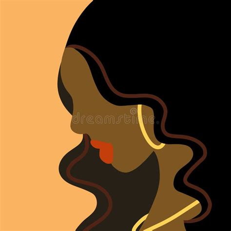 Profil Of Afro Black Woman Cute Dark Skinned Girl Stock Illustration