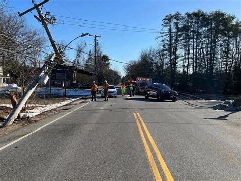 Route 22 In Gorham Reopened After Crash Snaps Utility Pole