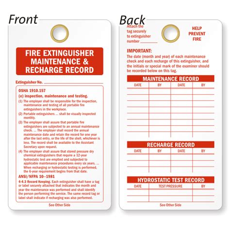 Printable Fire Extinguisher Inspection Tags Template Pdf