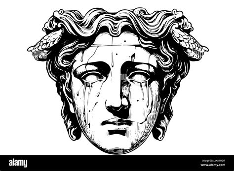 Ancient Mythology In Modern Head Art Vector Illustration Of A Greek