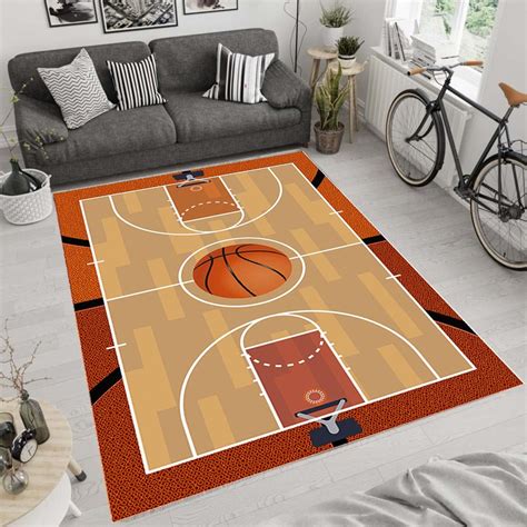 Basketball Rug, Basketball Court Rug, Boys Room Rug, Home Decor Rug ...