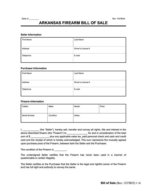 Free Arkansas Bill Of Sale Forms Pdf And Word