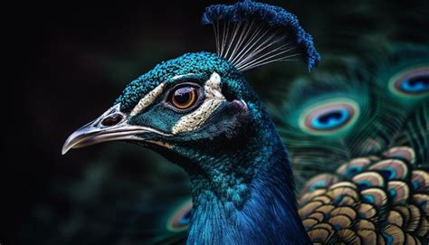 Majestic Peacock Displays Vibrant Multi Colored Elegance Generated By