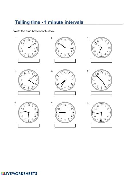 Telling Time Worksheets 1 Minute Intervals Worksheets Day