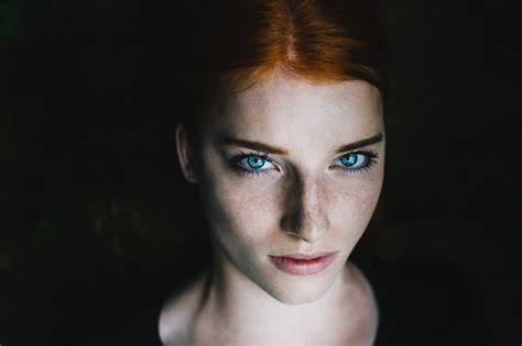 Model Blue Eyes Redhead Pauline Reichlmeier Women Face Portrait