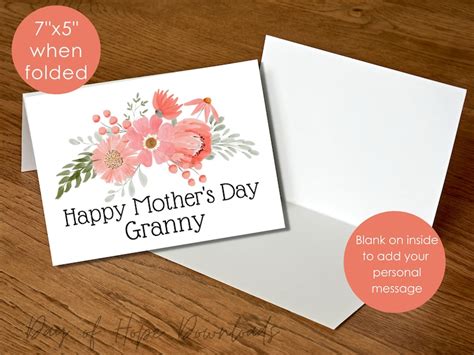 Printable Granny Mothers Day Card Happy Mothers Day Granny Mothers Day Card For Great Grandma