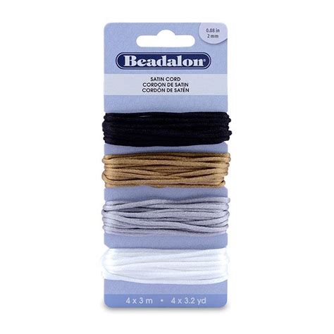 Satin Cord 2mm 4 Colors 3M - Thunderbird Supply Company - Jewelry Making Supplies